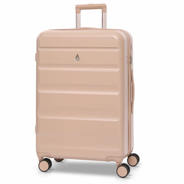 Aerolite 24” Medium 67L ABS Check-In Suitcase – Lightweight Hard Shell Luggage with 4 Spinner Wheels, TSA Lock & Organised Interior – Beige
